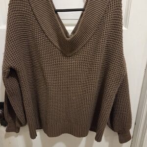 Zenana Outfitters Brown V-Neck Sweater